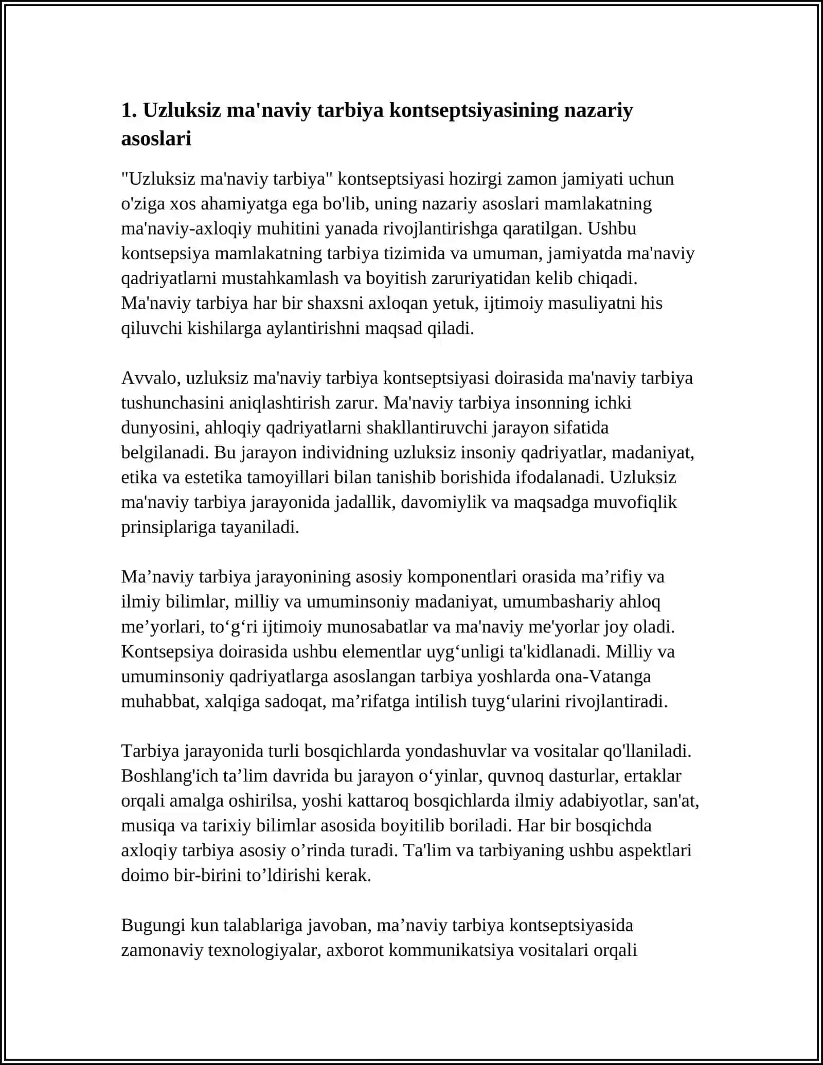 UZLUKSIZ MA'NAVIY TARBIYA KONSEPSIYASI: EHTIYOJ VA ZARURIYAT 4