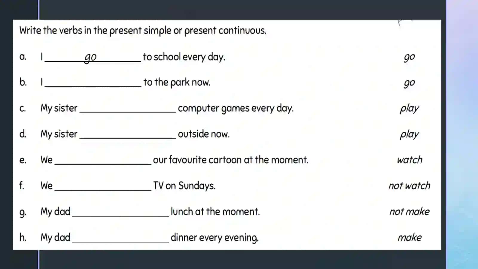 Present Simple & Present Continuous 4
