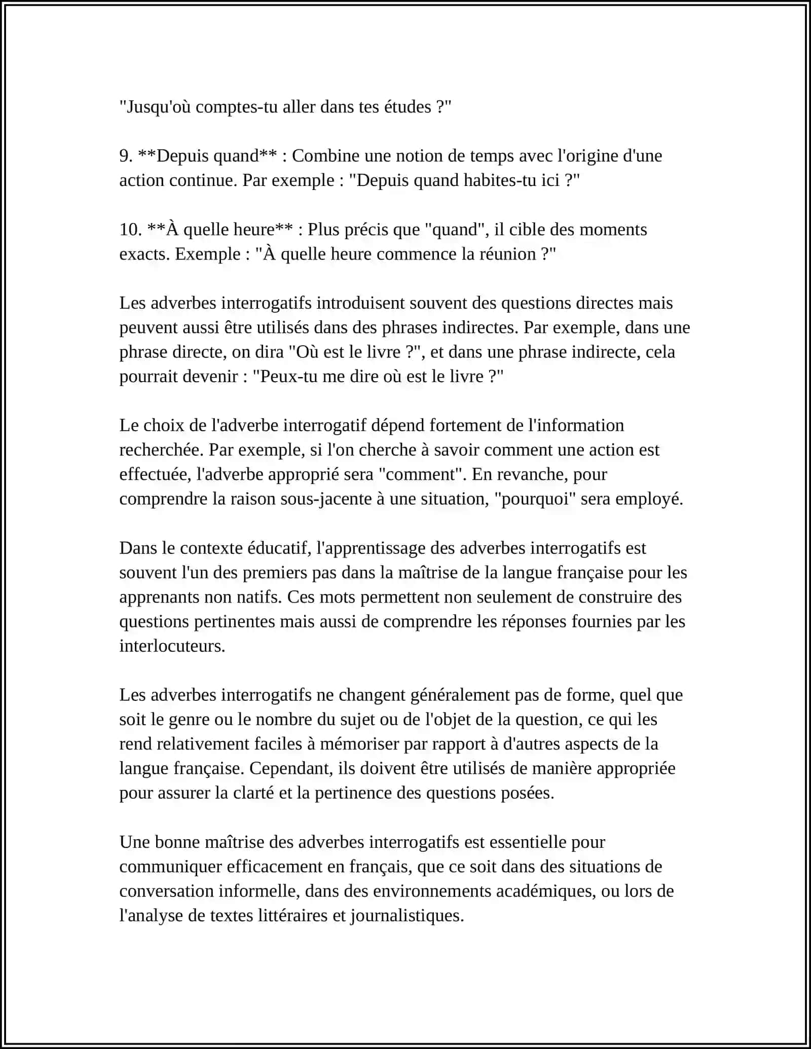 LES ADVERBES INTERROGATIFS 4