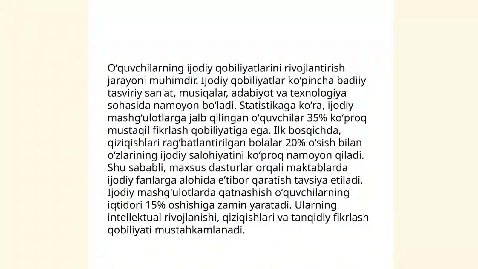 Oʻquvchilarning aqliy tajribasi 4