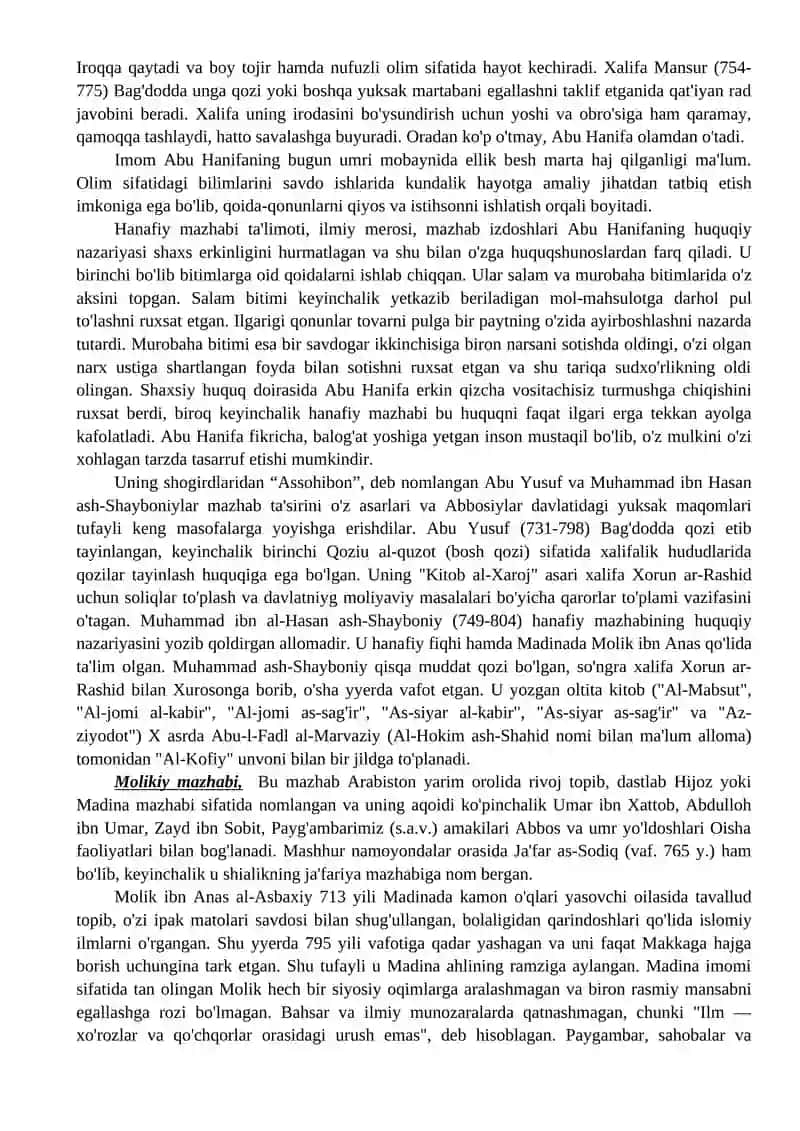 ISLОMDAGI MAZHABLAR VA YO’NALISHLAR 4
