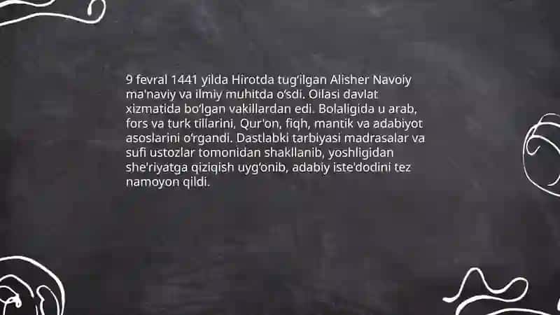 Alisher Navoiy hayoti 4