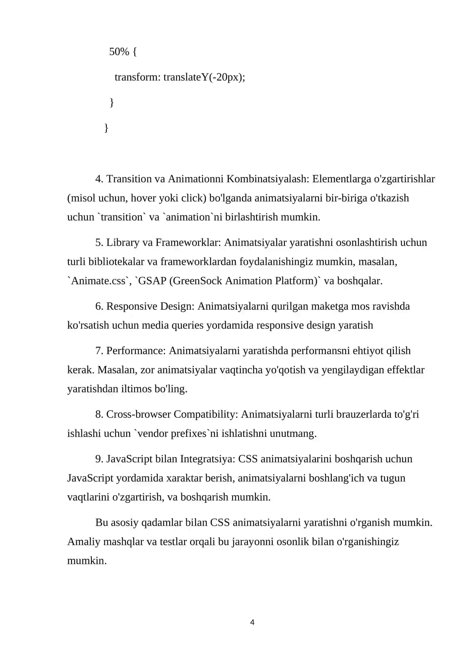 CSS animatsiyalar yaratish asoslari 4