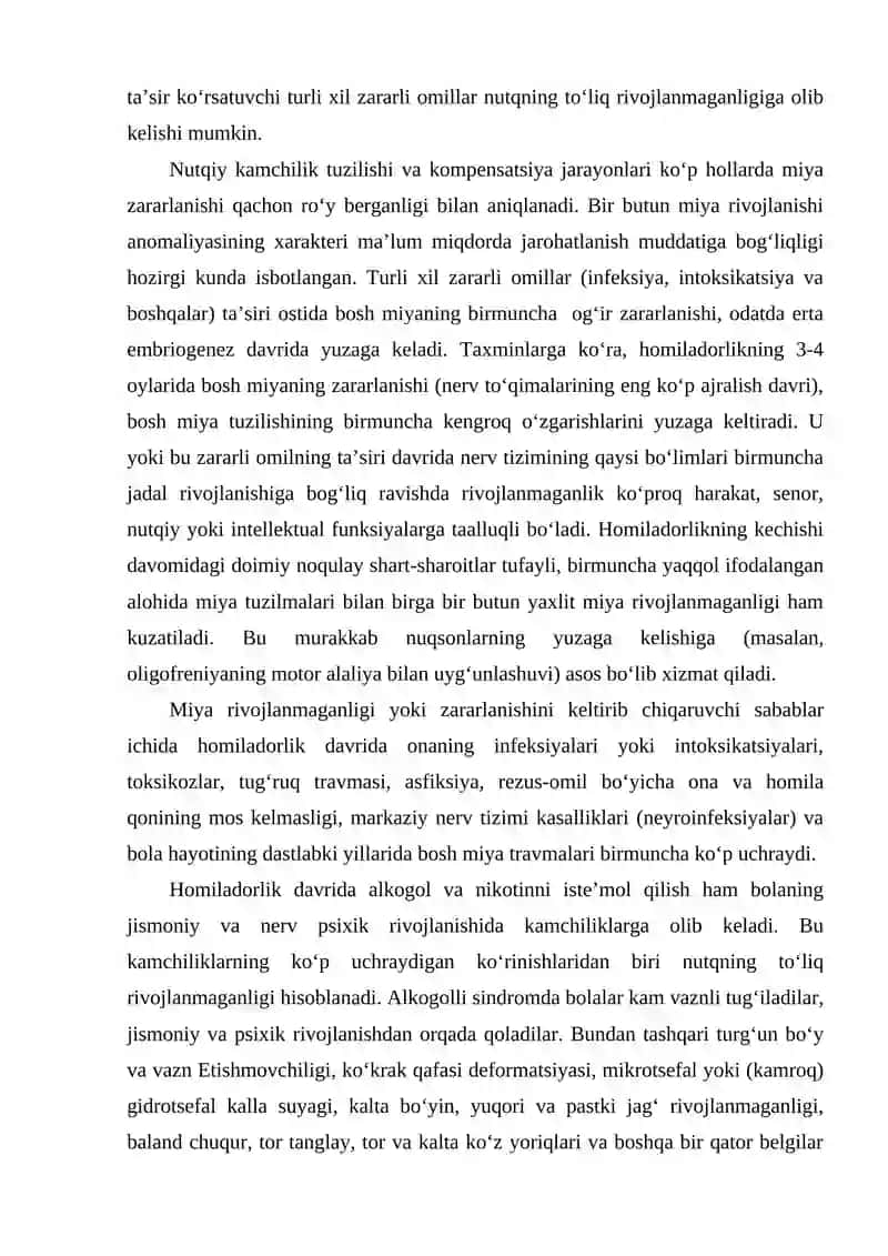 Nutqning to‘liq rivojlanmaganligi sabablari 4
