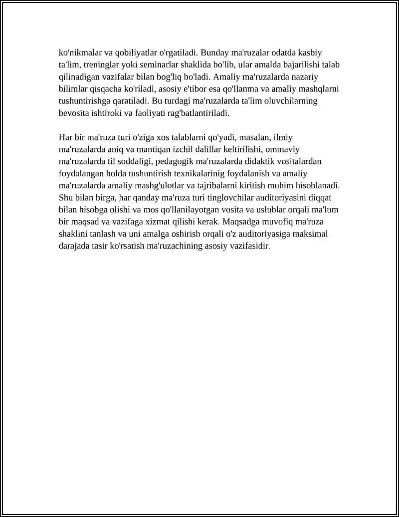 MA'RUZA TURLARI VA ULARGA QO'YILADIGAN TALABLAR 4