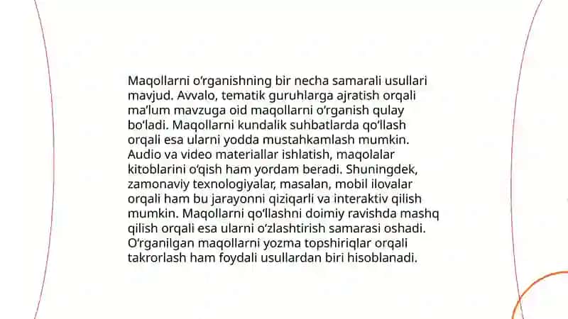 Maqollar va ularning òrganilish.Naqllar 4