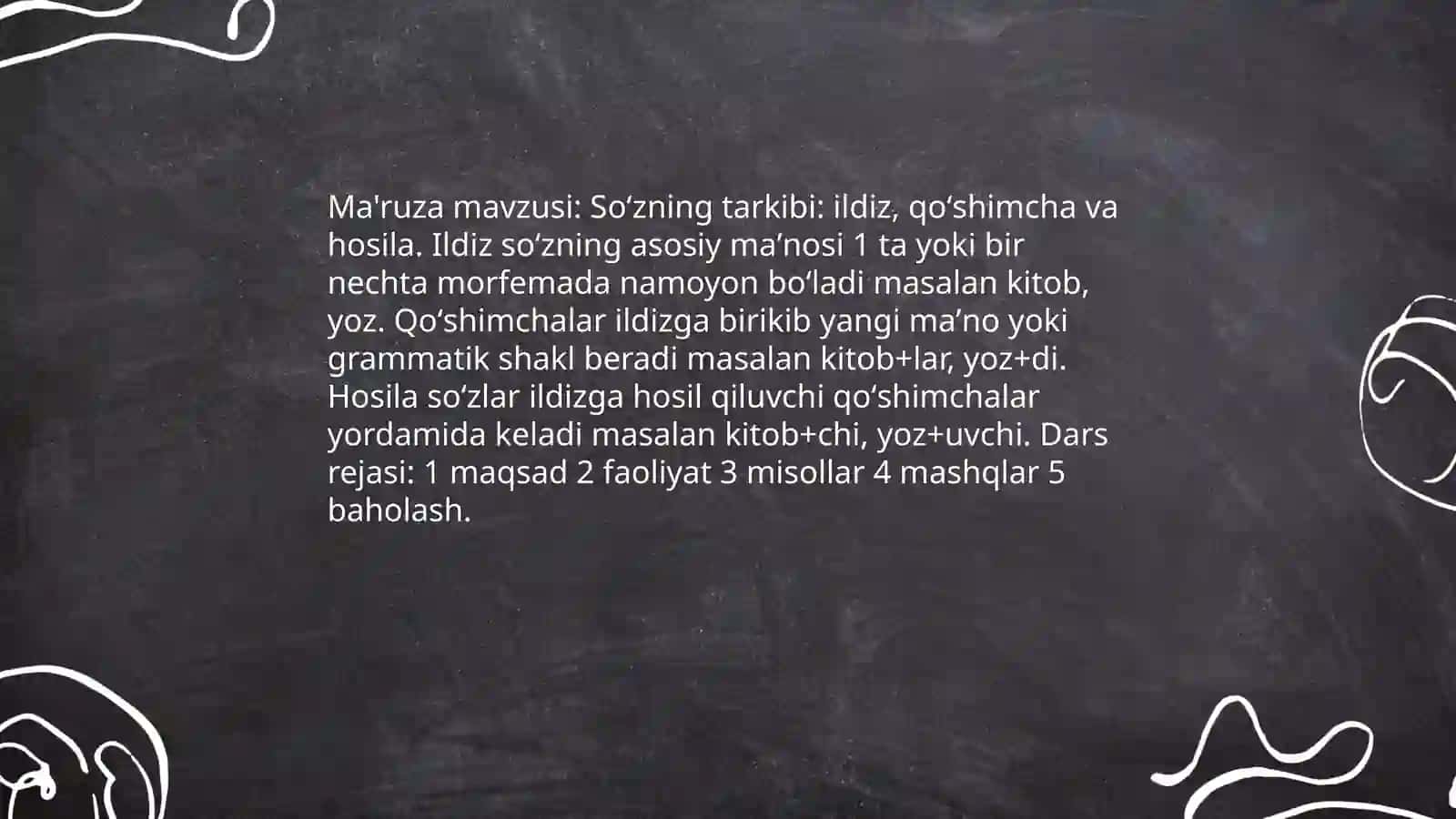 O’zbek tili fanidan dars ishlanma 4