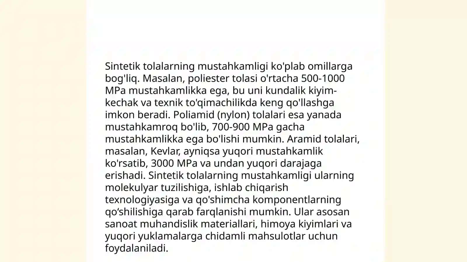 Sintetik tolalarning fizik-mexanik xossalari 4
