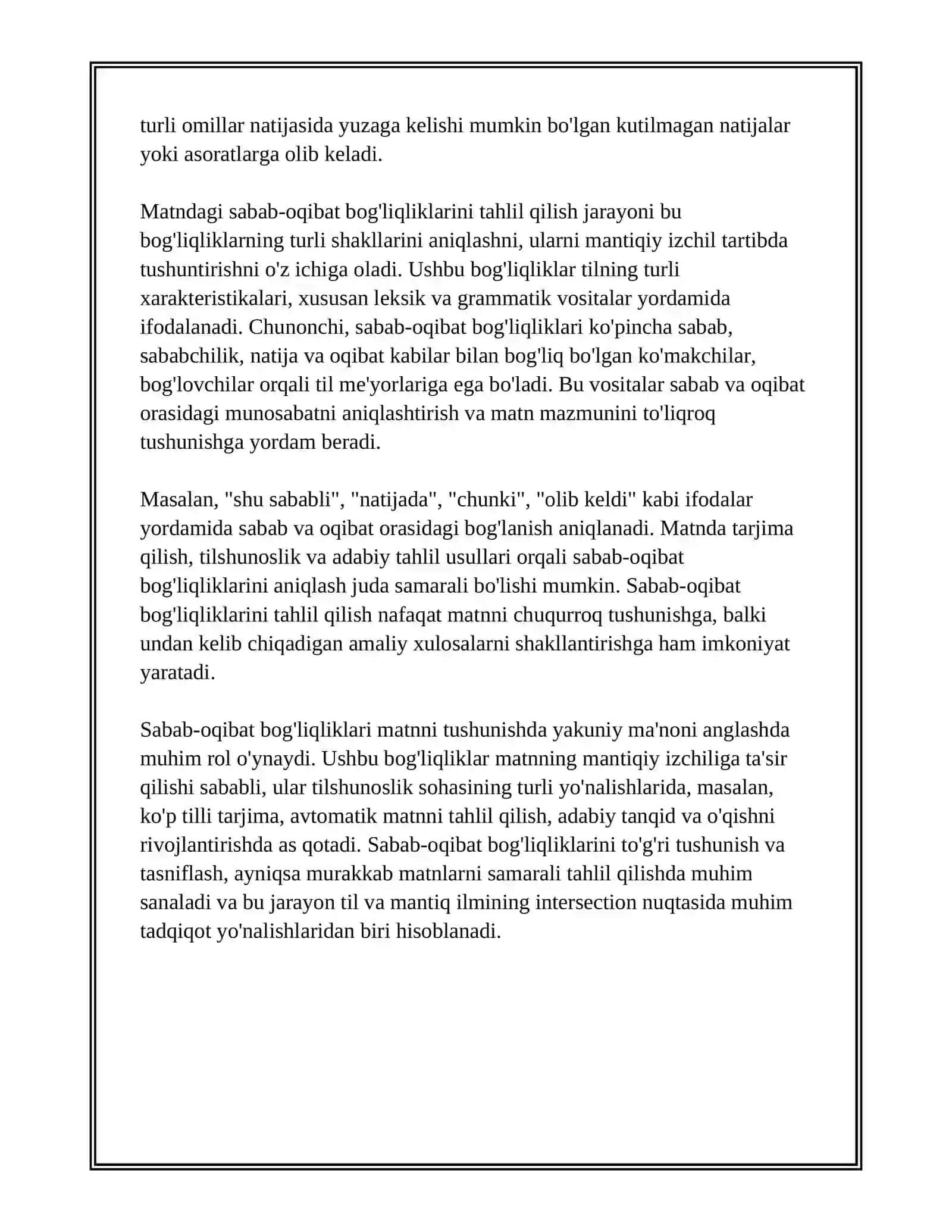 "MATNDAGI SABAB-OQIBAT BOG'LIQLIKLARINI ANIQLASH" 4