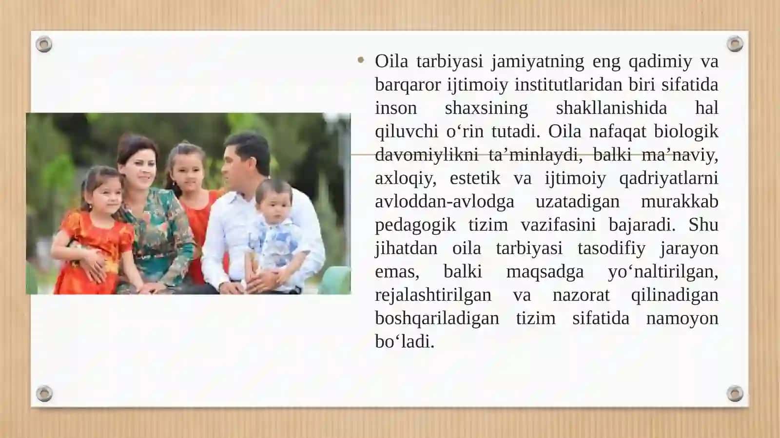 «Oila tarbiyasi - boshqariladigan tizim» 4