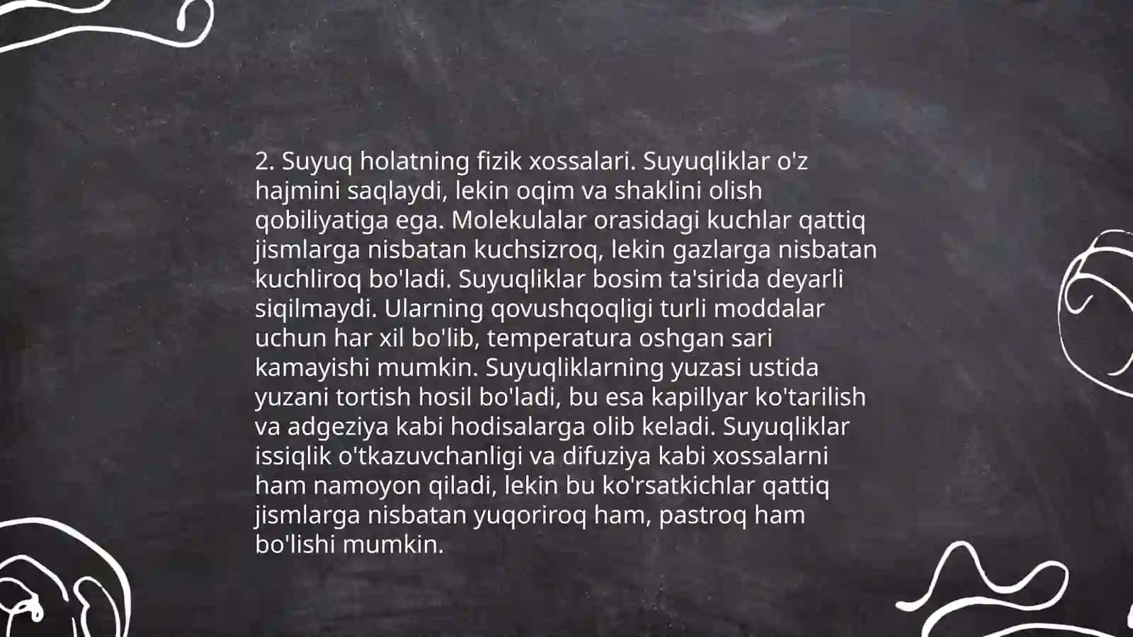 Suyuqliklarning tuzilishi va xossalari 4