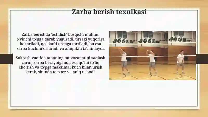 Voleybol o'yinining texnikasi 4
