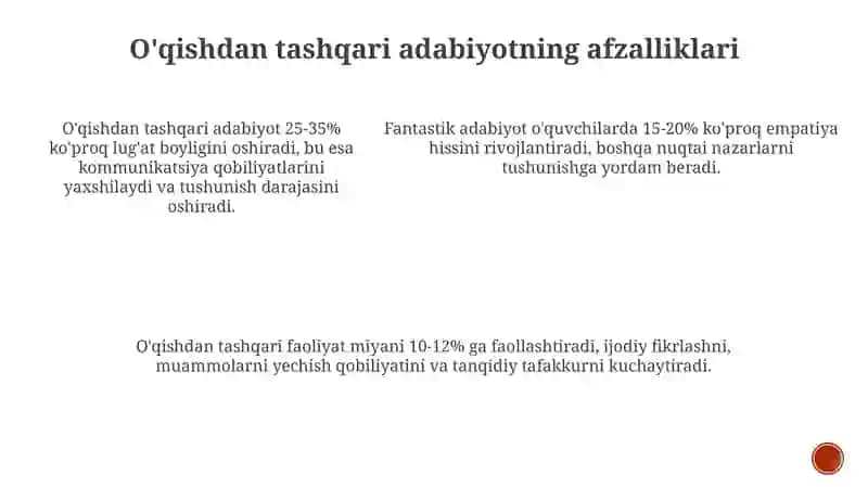 O'qishdan tashqari adabiyot 4