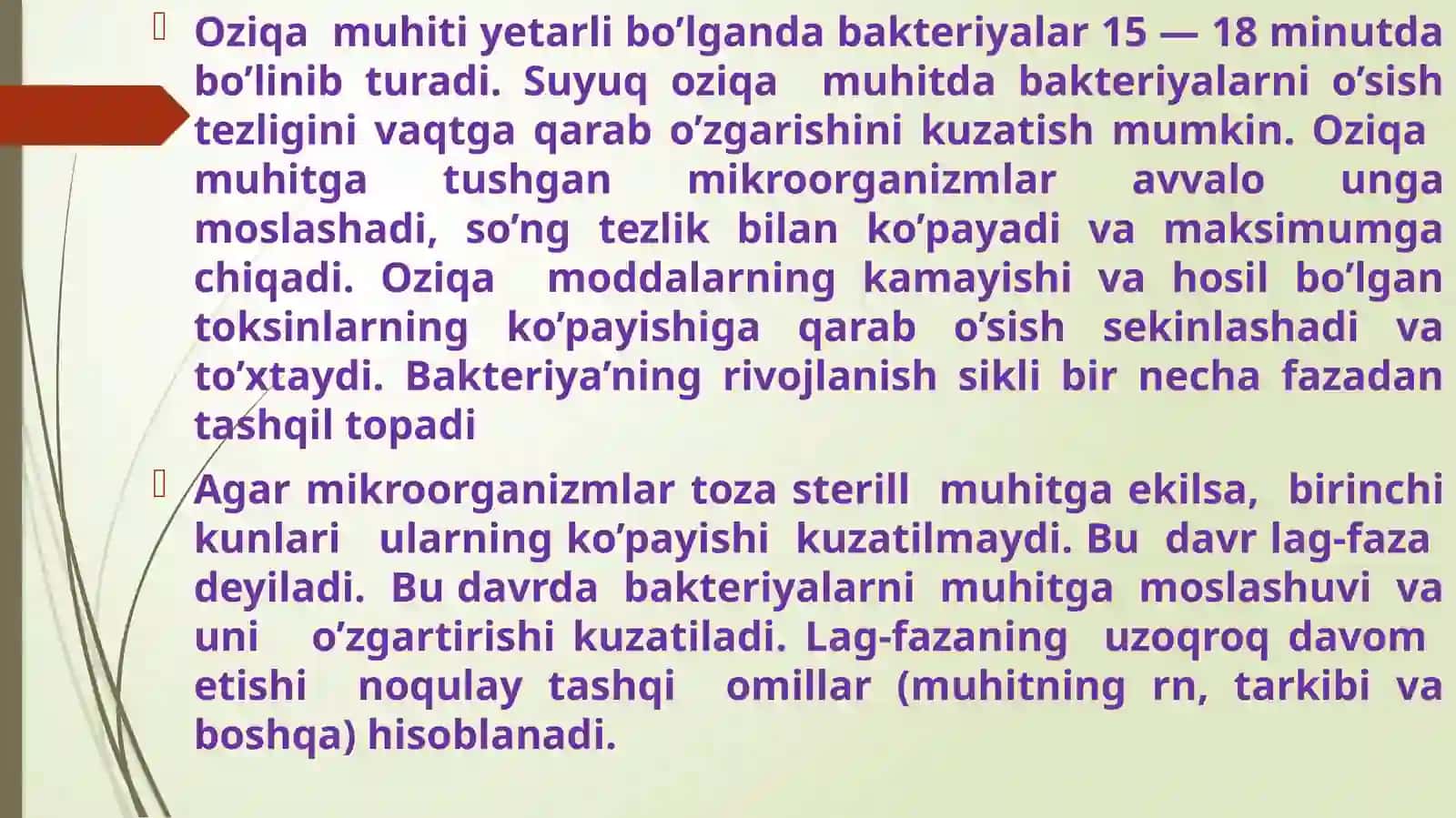 Mikroorganizmlarning o‘sishi va ko‘payishi 4