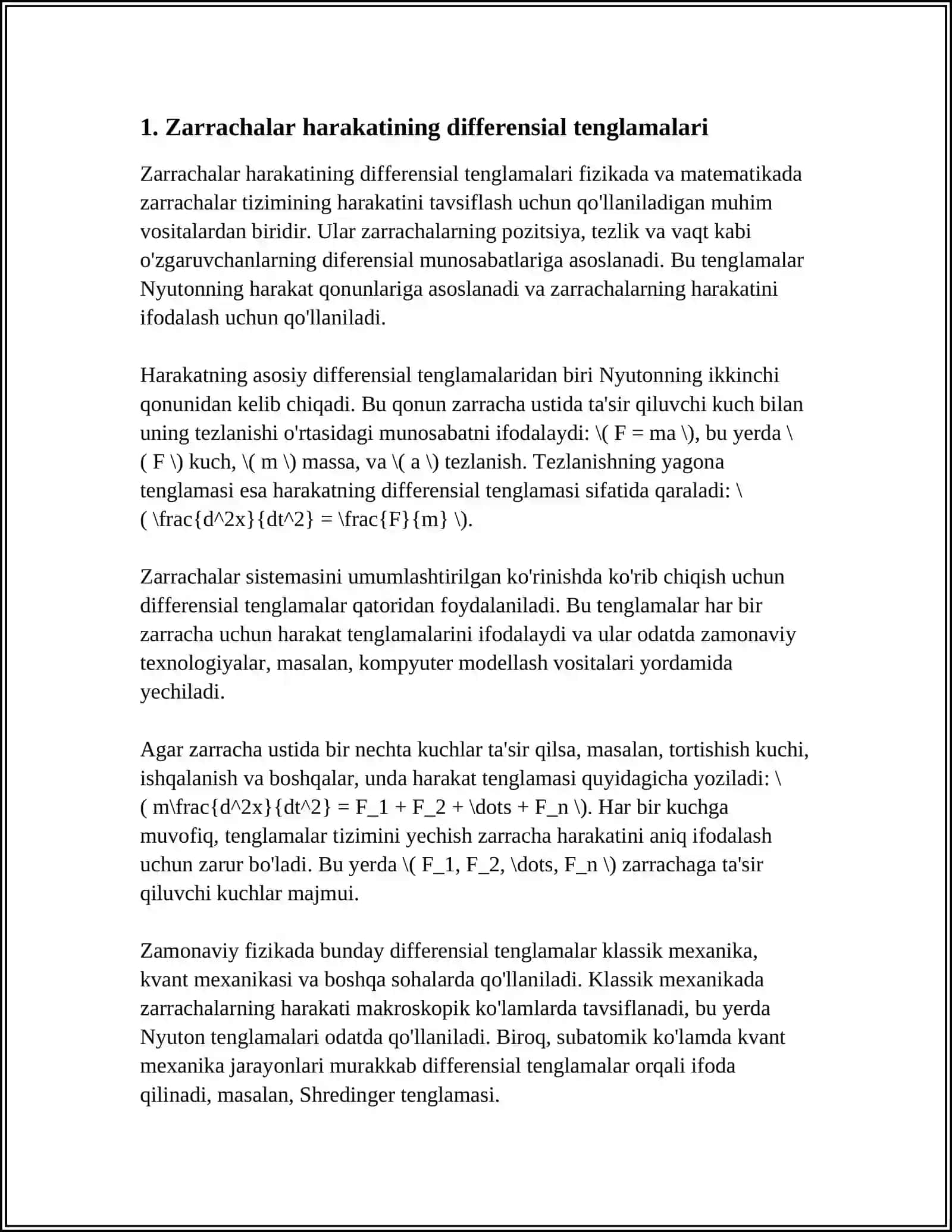 DIFFERENSIAL HISOB TATBIQLARI 4
