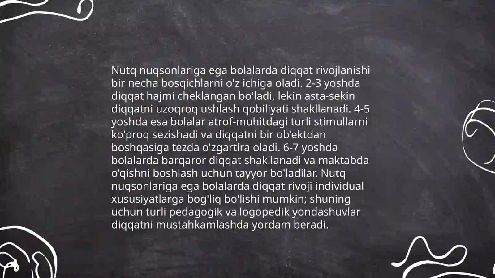 Nutq nuqsonlari bo'lgan bolalarning diqqat xususiyatlari 4