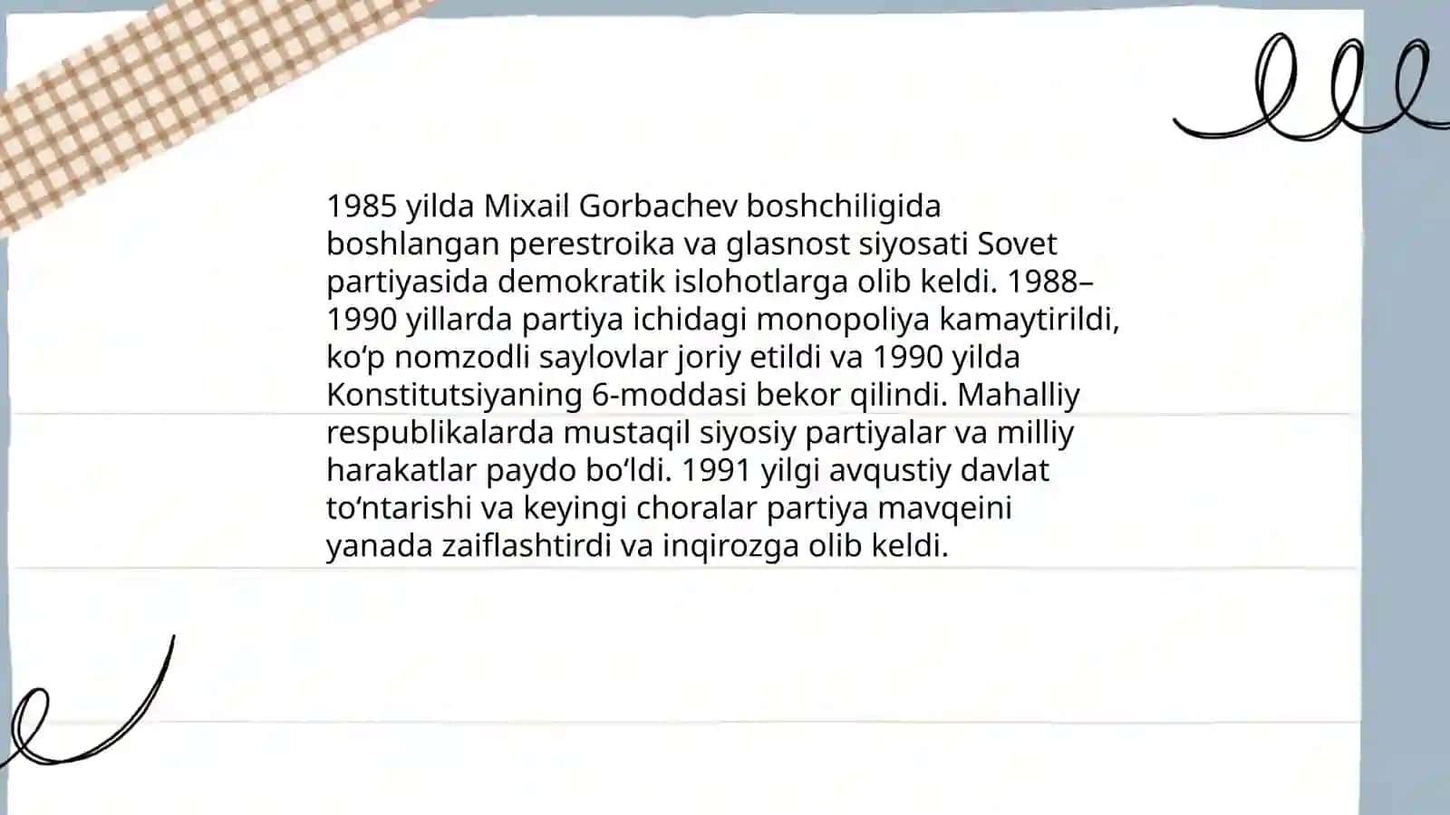 Gorbachev siyosiy kursi: perestroika va glasnost 4