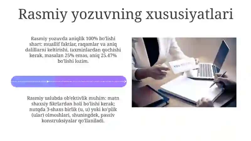 Rasmiy uslubga oid matnlar bilan ishlash 4
