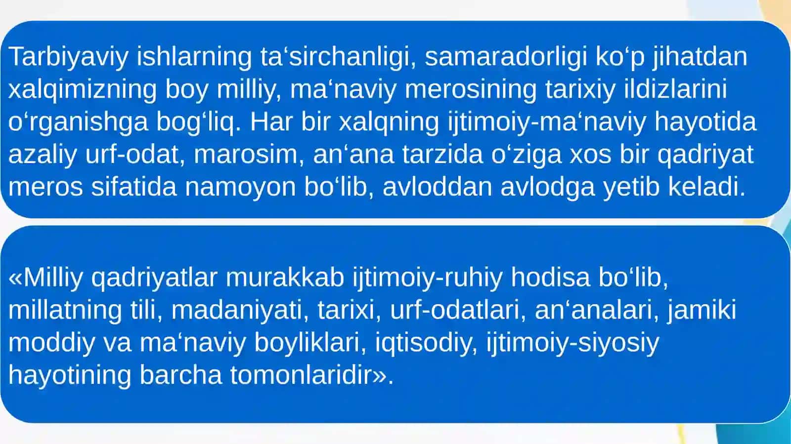 Milliy urf odat, qadriyat va an'analar - tarbiya asosi 4