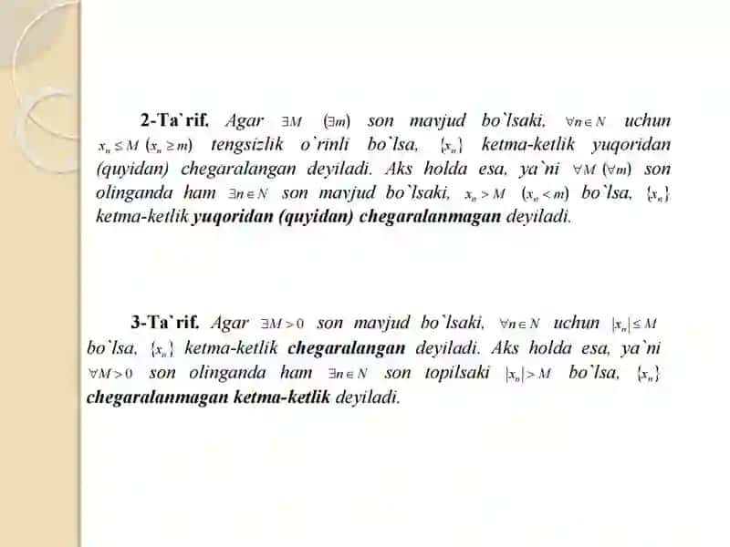 Sonli ketma-ketliklar va uning limiti 4