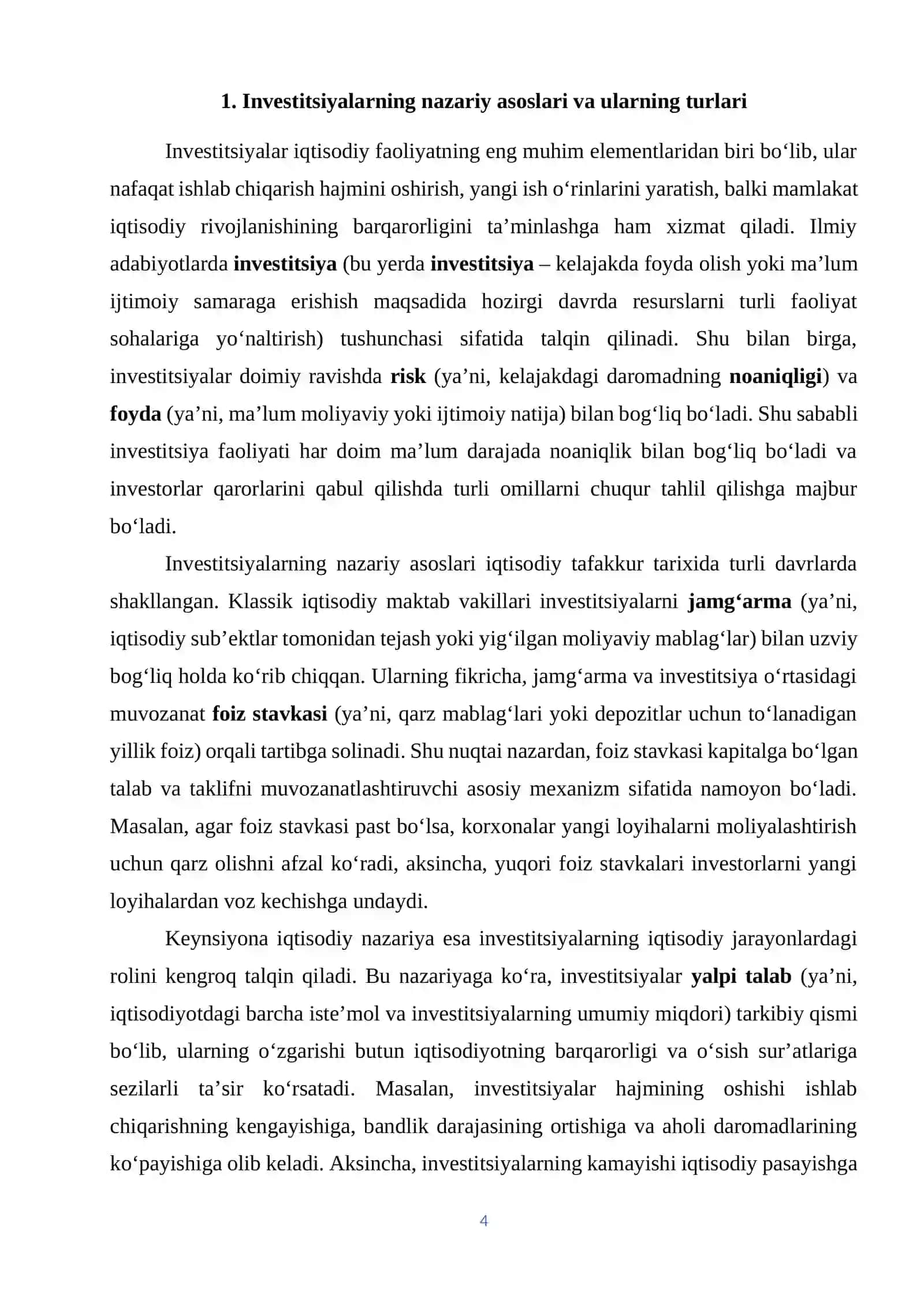 INVESTITSIYALAR VA UNING DARAJASINI BELGILOVCHI OMILLAR 4