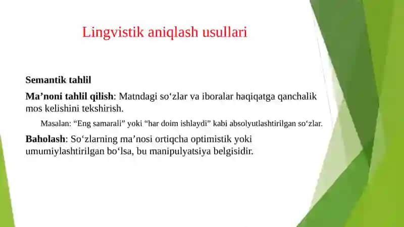 Reklama matnlarida aldov va manipulyatsiyani lingivistik aniqlash usullari. 4