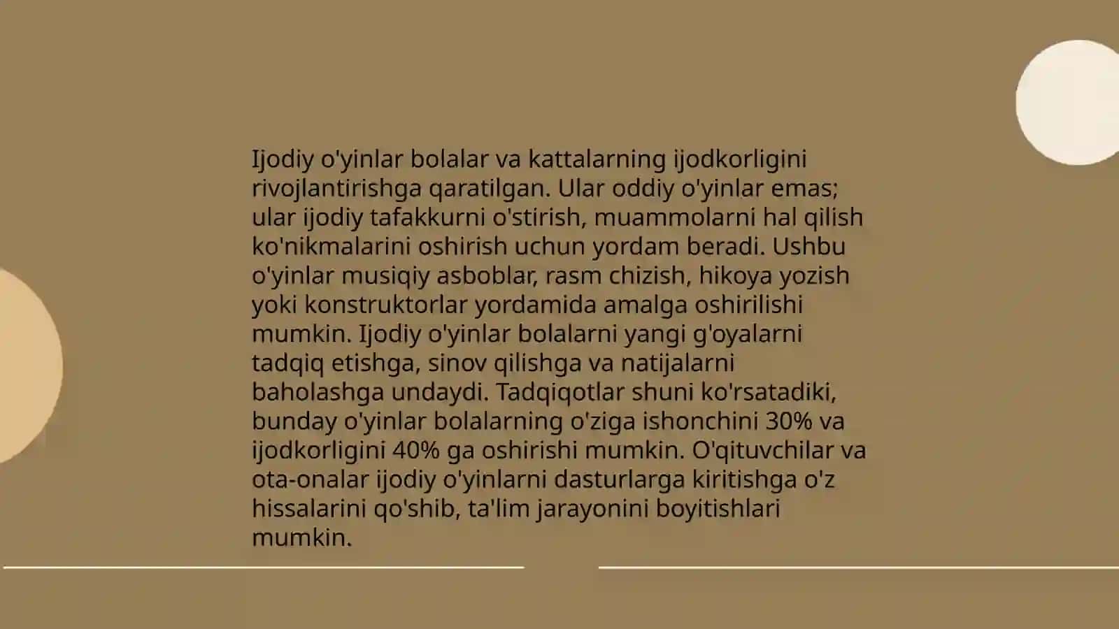 Ijodiy o'yinlar va ularning turlari 4