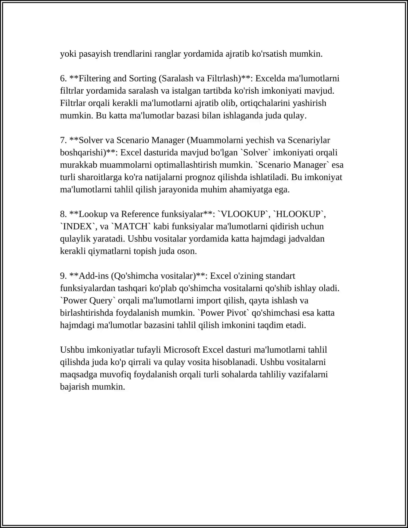 MICROSOFT OFFICE DASTURLARI ORASIDA MALUMOTLAR BILAN ISHLASH 4