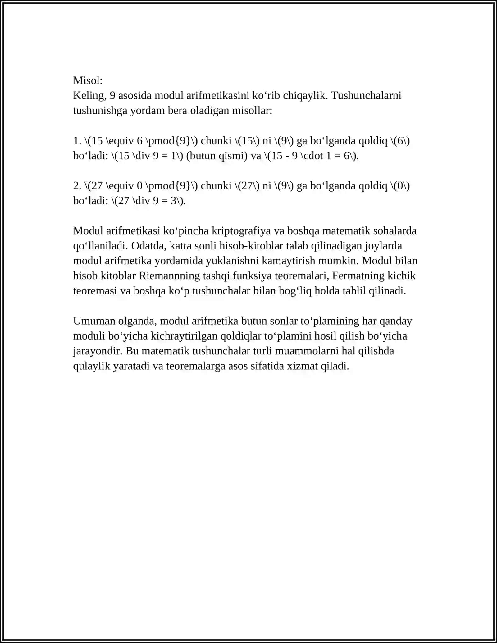 MODUL ARIFMETIKASI TUSHUNCHASI 4