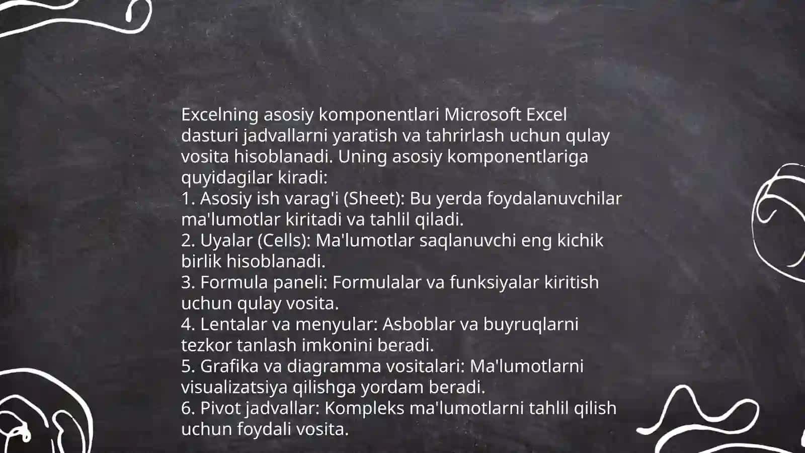 Excel elektron jadvali va uning imkoniyatlari 4