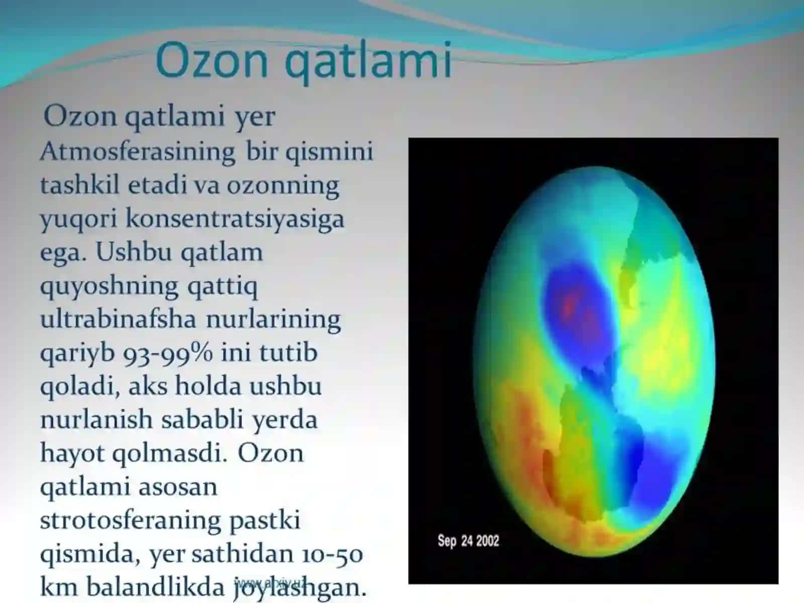 Ozon qatlami va uning insoniyat uchun ahamiyati. 4