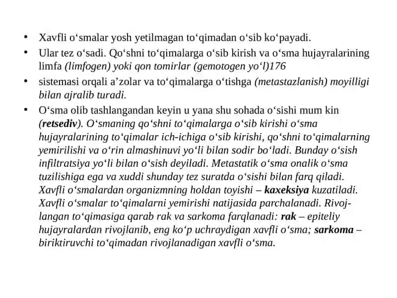 Xavfli va xavfsiz o‘smalar haqida tushuncha 4