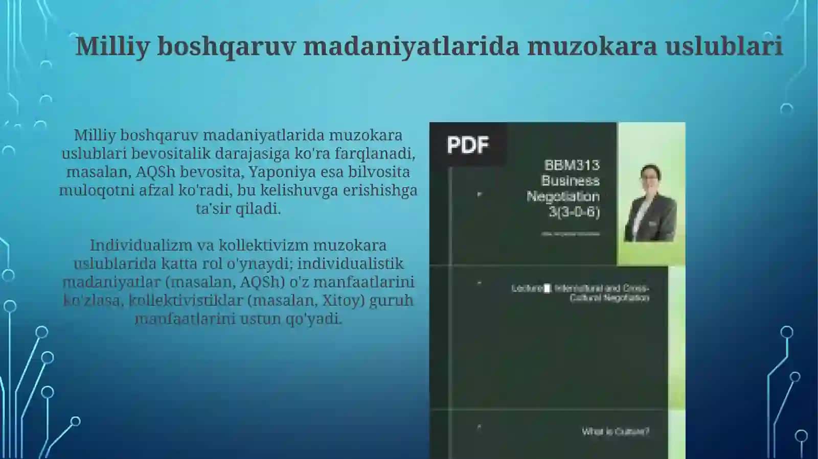 Muzokaralar uslubi va boshqaruvi 4