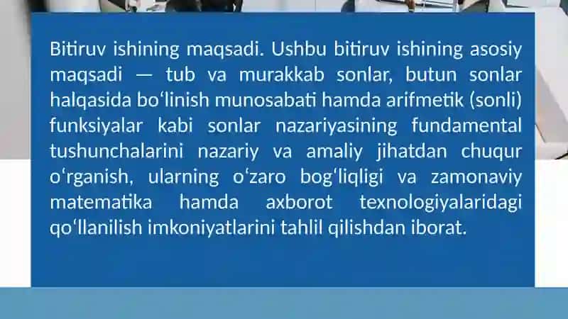 Tub va murakkab sonlar. Butun sonlar  halqasida bo’linish munosabati va uning xossalari. 4