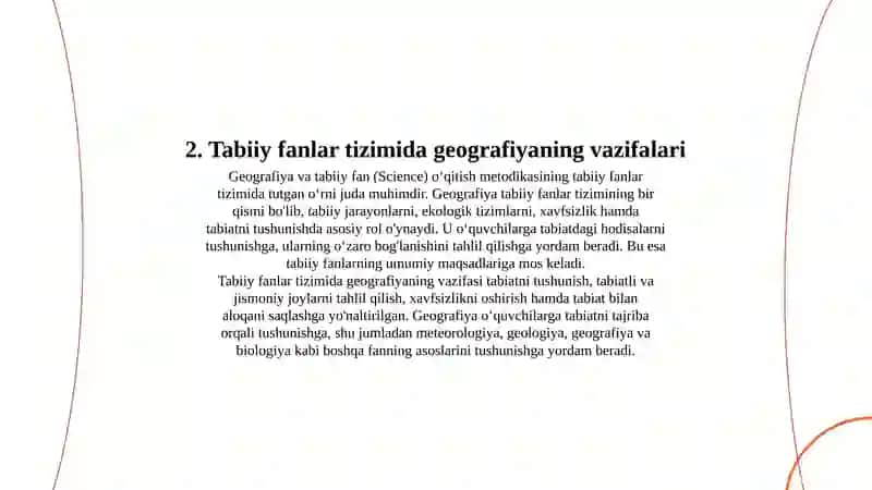 Geografiya va tabiiy fanlar oʻqitish metodikasi 4