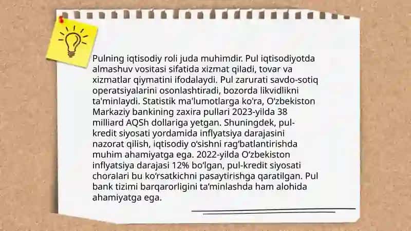 Pulning oʻziga xos xususiyatlari 4
