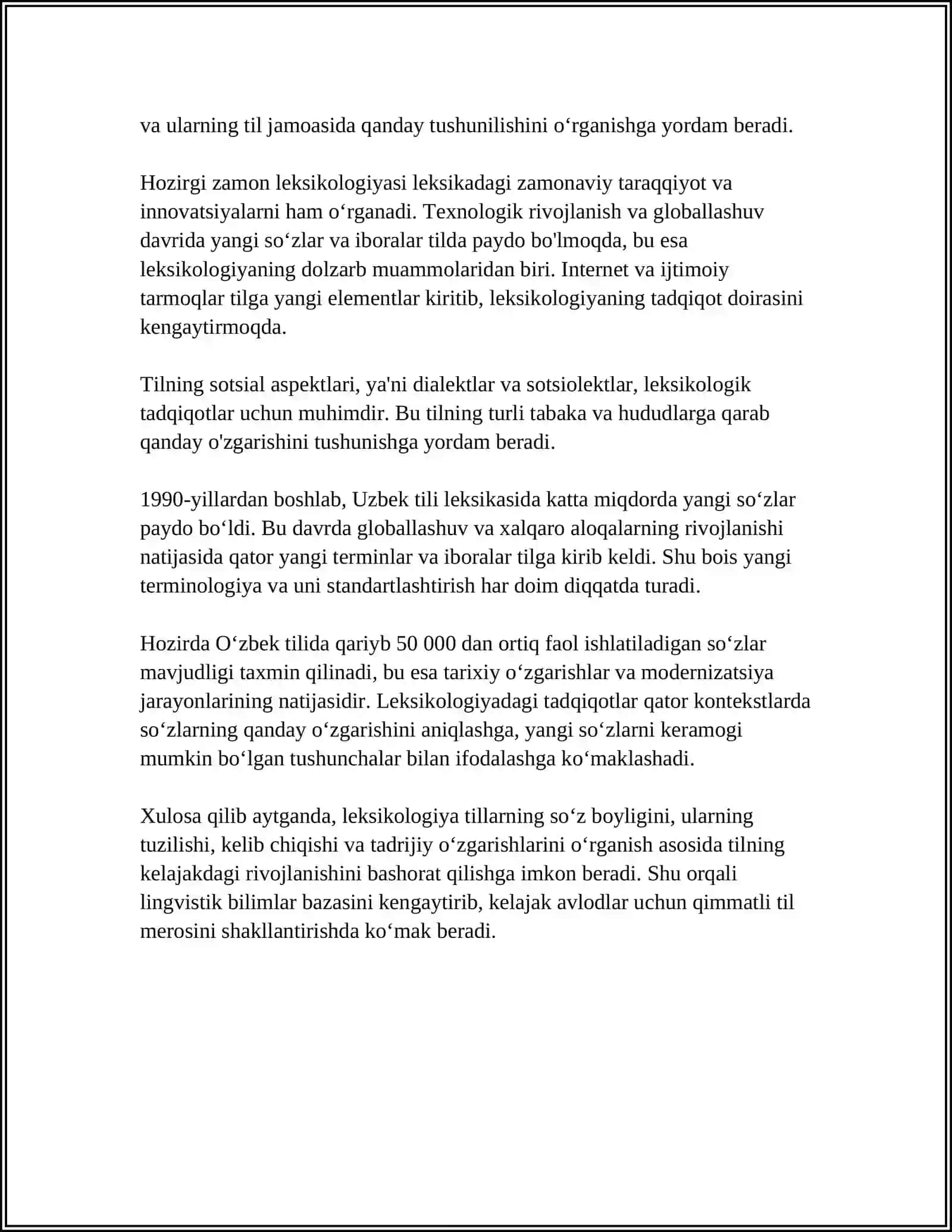 OʻZBEK LEKSIKOLOGIYASI VA LUGʻATCHILIGI 4