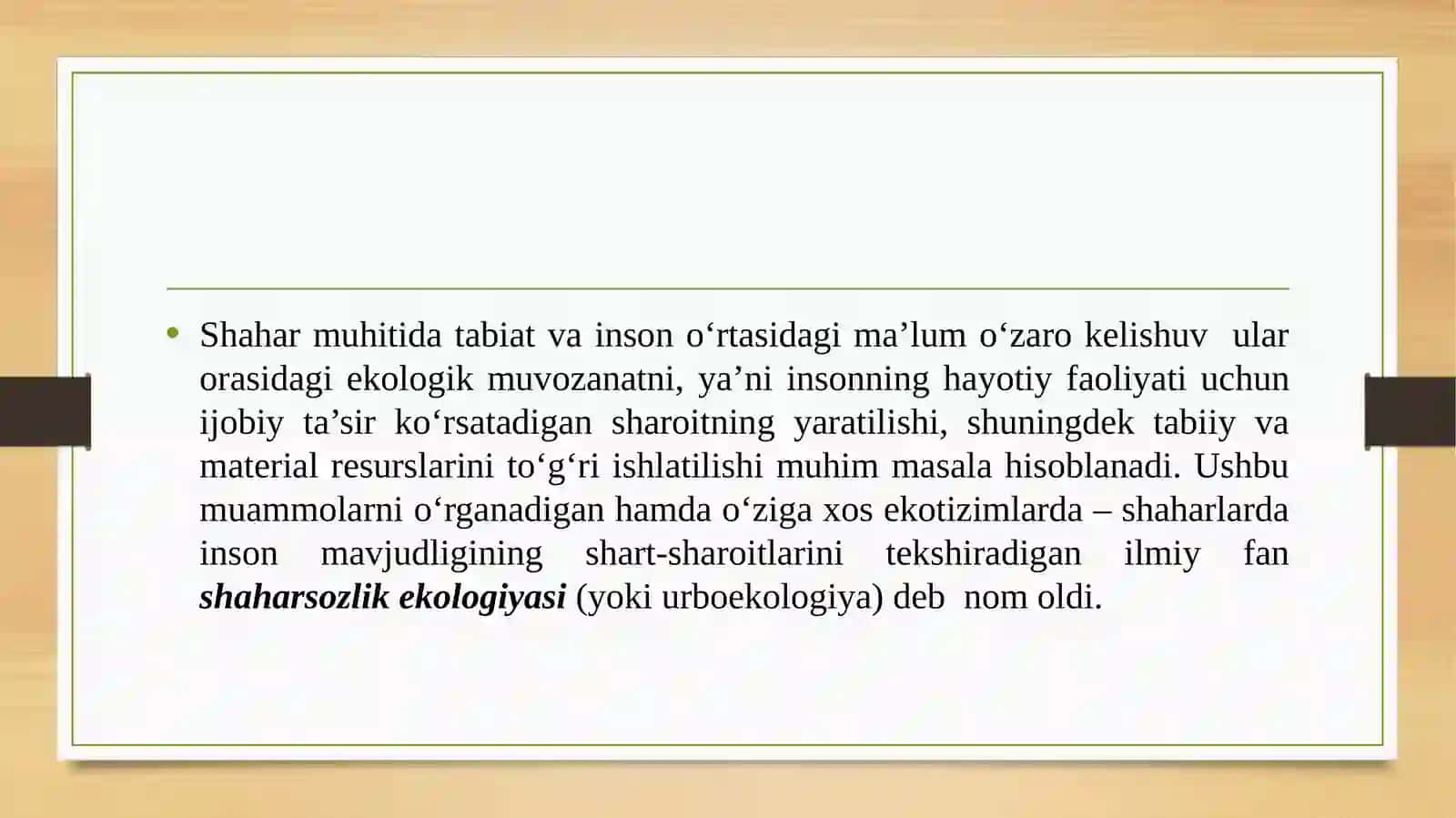 Shaharsozlik ekologiyasining asoslari 4