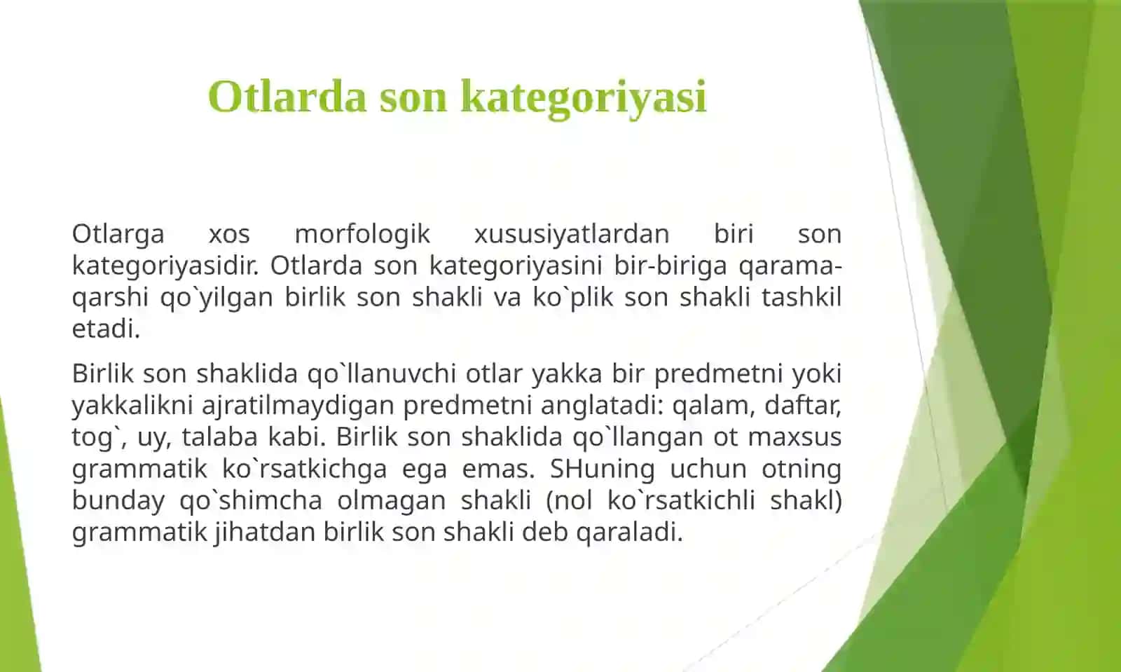 OTLARDAGI SON KATEGORIYASI. OTLARNING NOKATEGORIAL SHAKLLARI 4