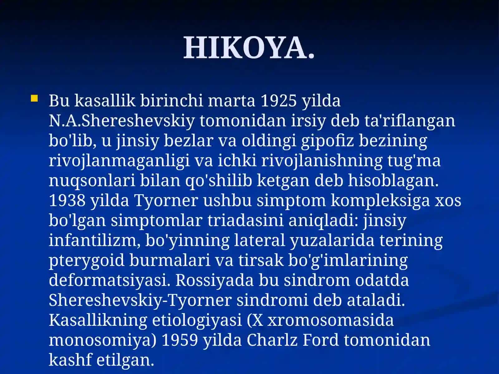 Shereshevskiy-Tеrner sindromi 4