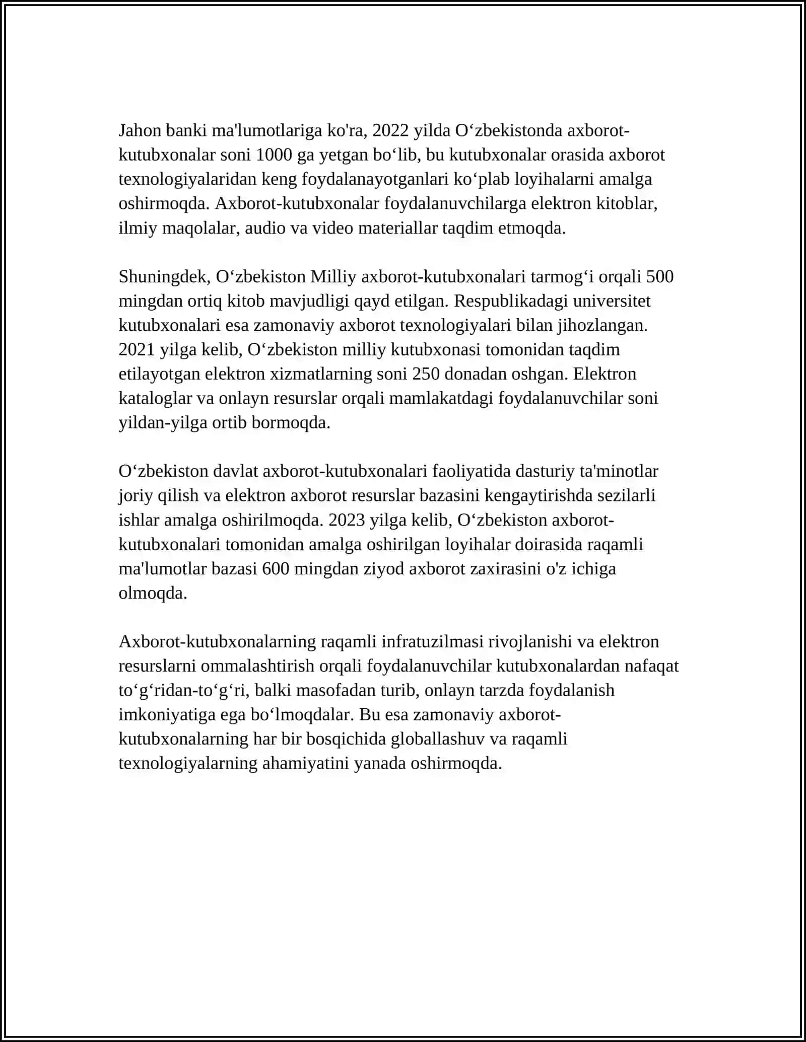 AXBOROT RESURS MARKAZLARINING BIBLIOGRAFIK FAOLIYATI 4