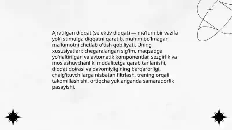 Diqqat turlari va uning xususiyatlari 4