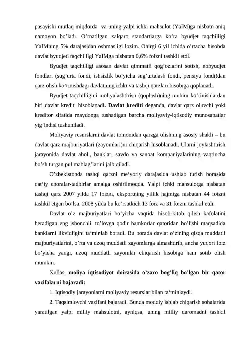 Moliya tizimi va moliyaviy siyosat. Pul-kryedit tizimi. Banklar va ularning bozor iqtisodiyotidagi roli 4