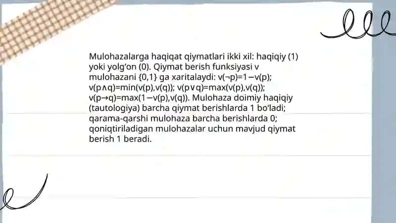Mulohazalar va ular ustida amallar 4