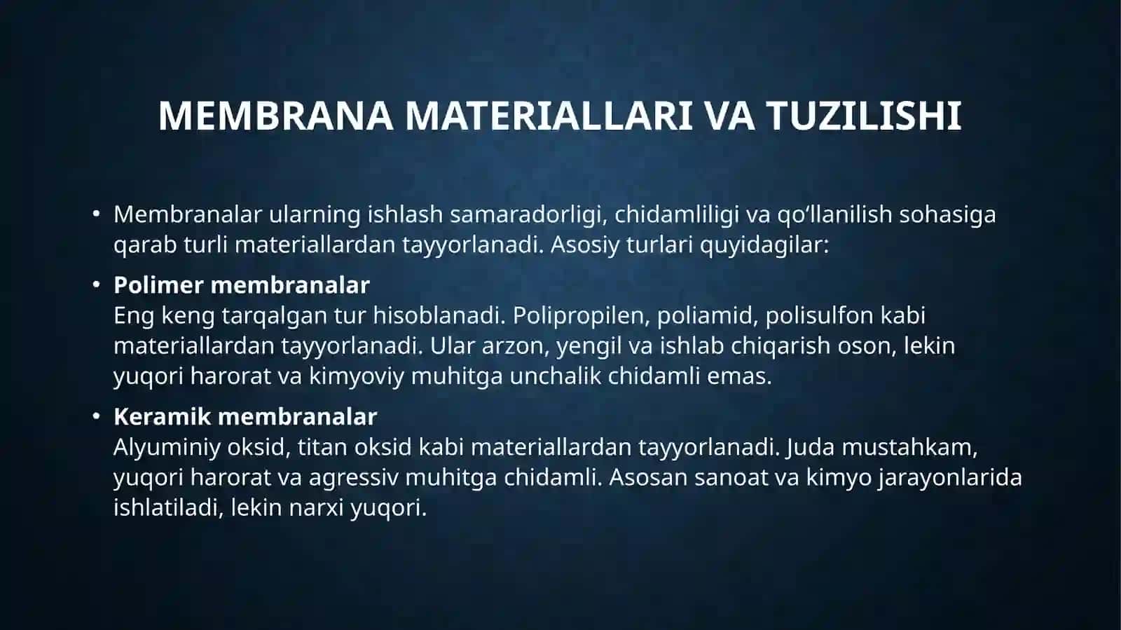 Membran tizimlarini loyihalash va ishlatish 4