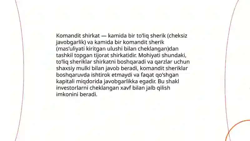 Toʻliq shirkat va komandit shirkat 4