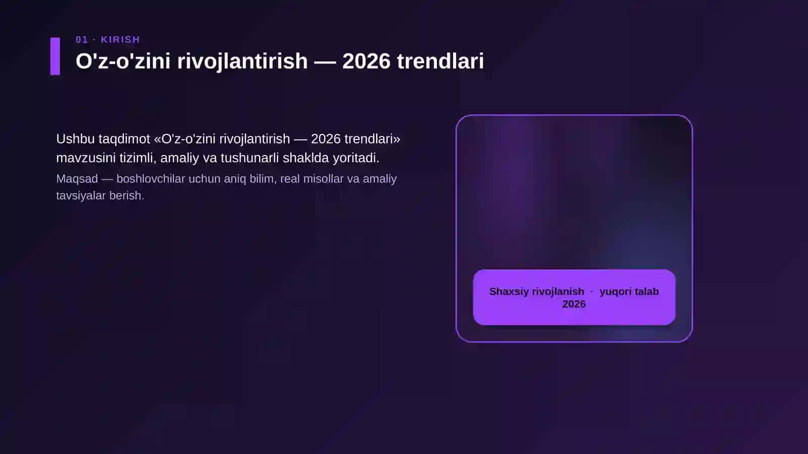 O'z-o'zini rivojlantirish — 2026 trendlari 4