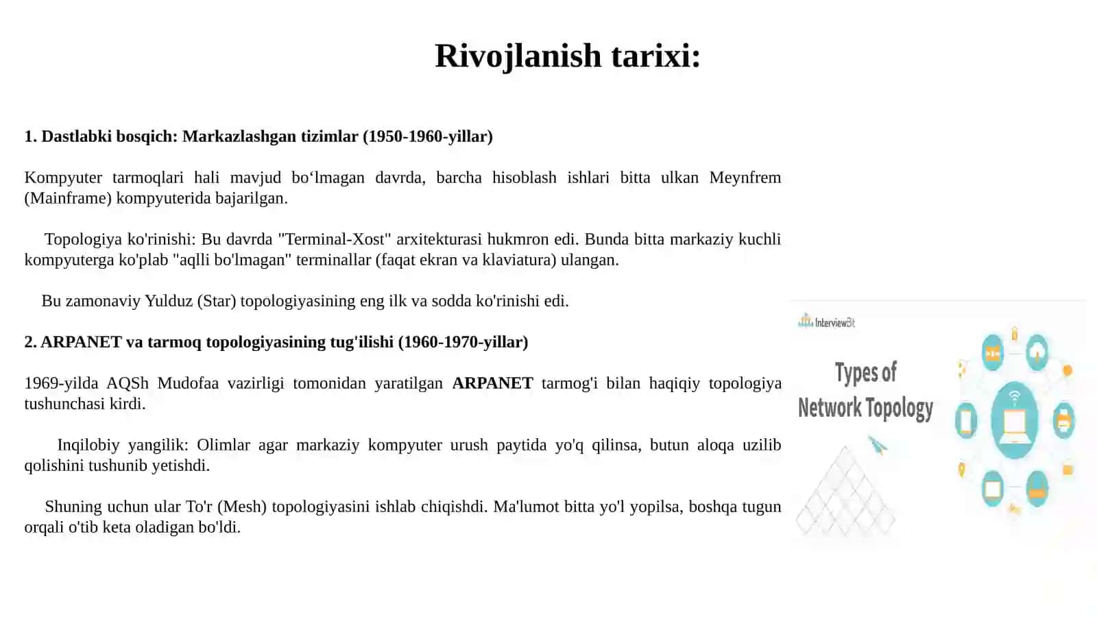 Tarmoq Topologiyalari Shina, Yulduz, Halqa, To'r 4
