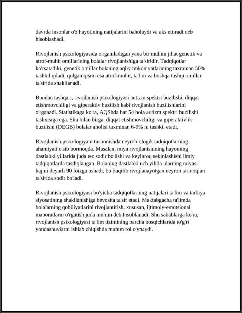 Rivojlanish psixologiyasi 4