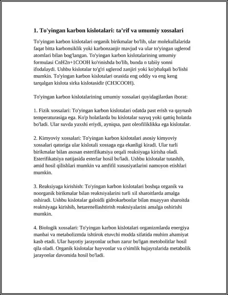 To'yingan va to'yinmagan karbon kislotalari 4